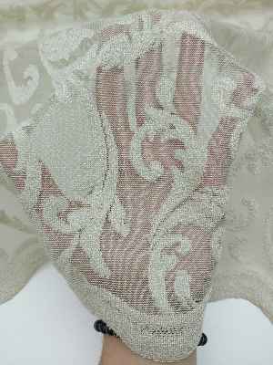 Tül Perde Ve Kruvaze Perde Şal Desenli ( Kdk Tül - Daha Kalın)- Bej