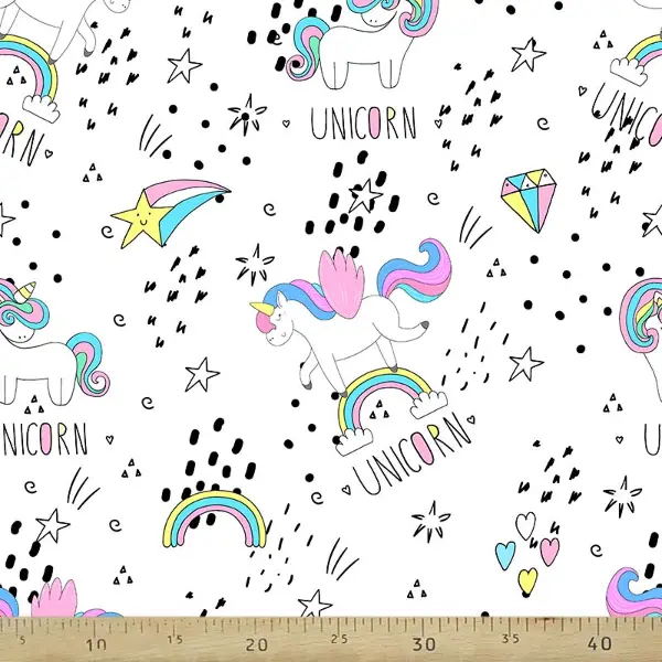 Unicorn Desenli Fon Perde Evm576 Kumaşı Kalındır Duck Bezi Değildir- Siyah-Mavi-Sarı-Beyaz-Pembe