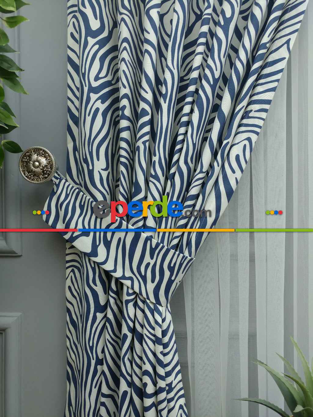 Salon Fon Perde - Zebra Çizgili Fon Perde ( Leke Tutmaz )-  Çok Renkli 2