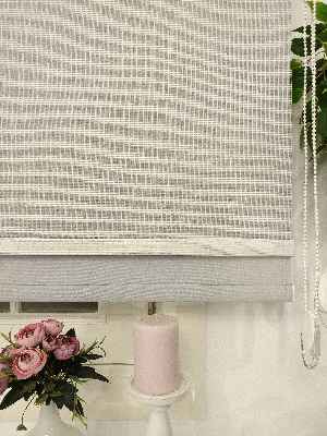 Çiftli Sistem Tül Stor Beyaz Cizgili Tül- Beyaz