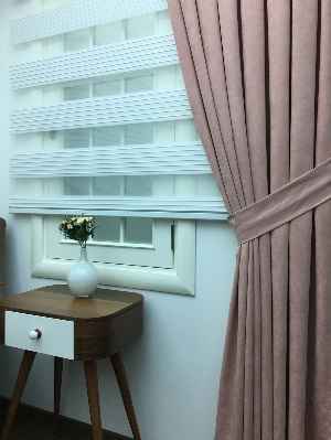 Pudra Pembe Düz Fon Perde (280 Eninde)- Pembe Pudra Pembe