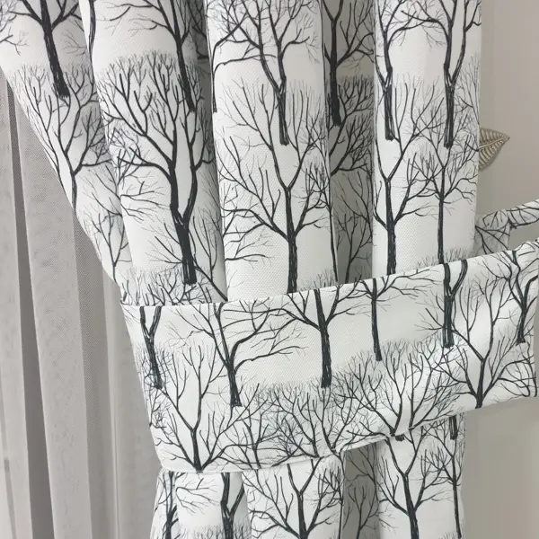 Salon Fon Perde Baskılı- Siyah