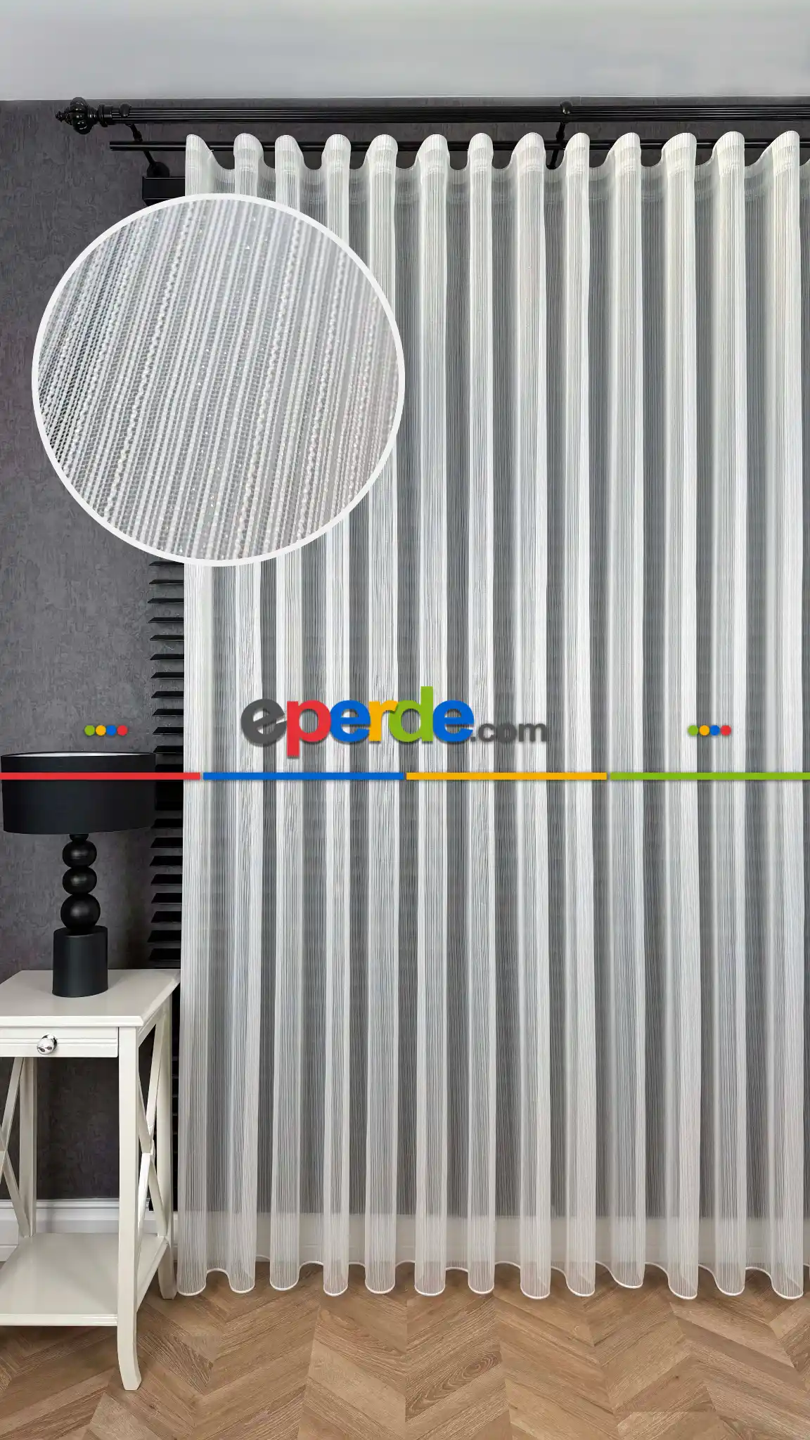 Vakko Simli Çizgili Tül Perde, Premium Seri Ağır Gramajlı