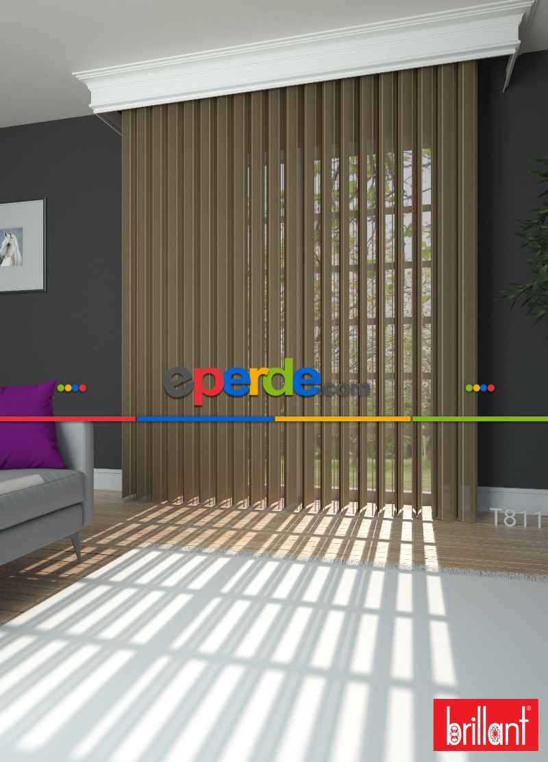 Brillant Akıllı Tül Perde Kahverengi Tül Dikey Zebra Perde Düz 1. Kalite