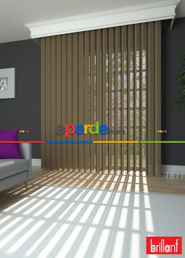 Brillant Akıllı Tül Perde Kahverengi Tül Dikey Zebra Perde Düz 1. Kalite