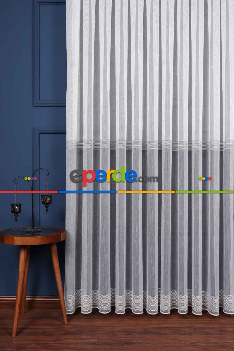 Salon Tül - Palermo Düz Tül Perde Ekru-antrasit Gri