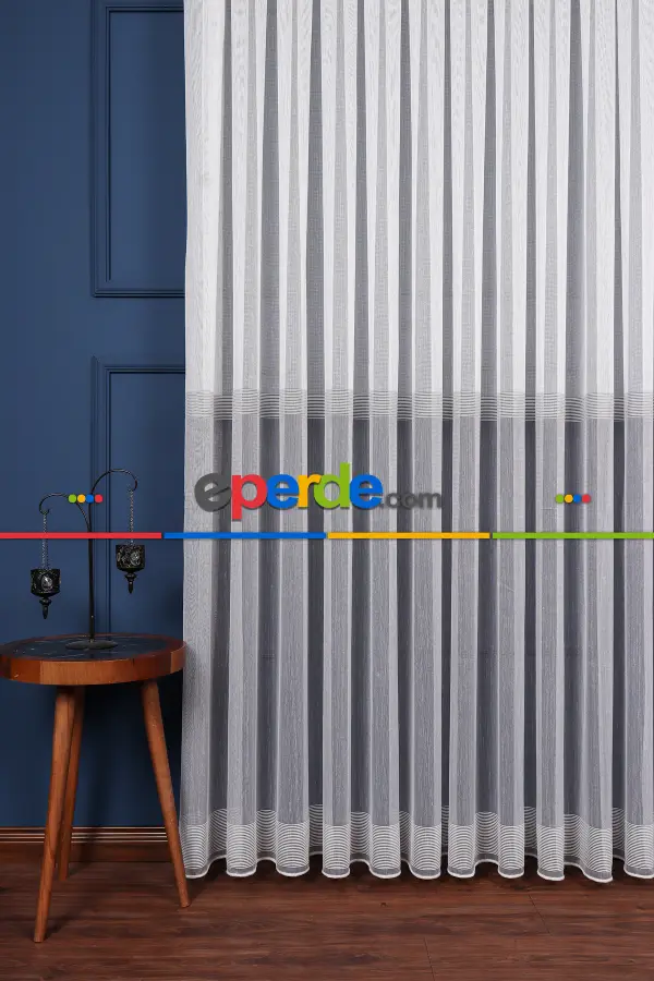 Palermo Düz Tül Perde Ekru-antrasit Gri