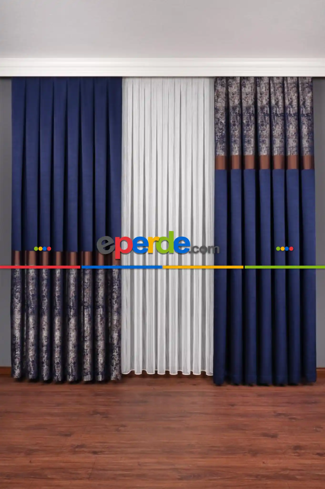 Lacivert Bordürlü Fon Perde, Adet Fiyatıdır, İstediğiniz Boy Ölçüsünde Dikilir, Eni 50 İla 100cm Arası Seçenekler, Sık Piledir 50cm X 1cm 