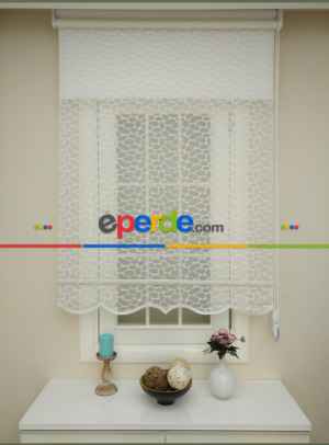 Mutfak Tül Stor Perde - Çiftli Sistem- Ekru