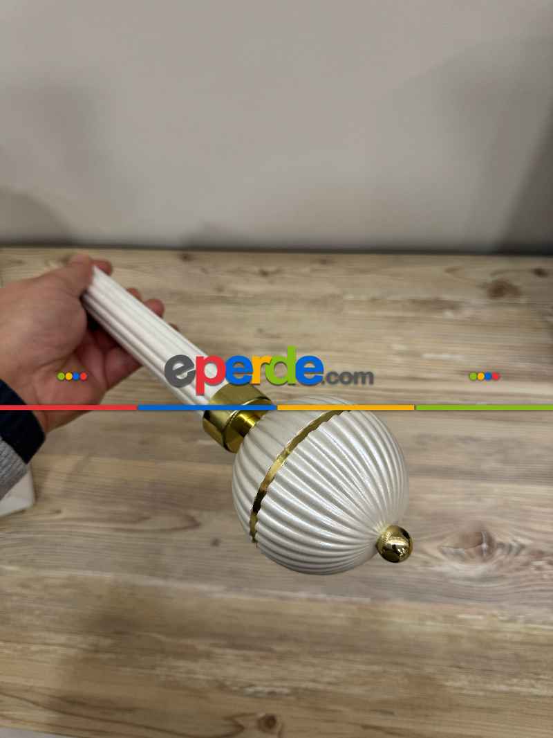 İnci Beyazı Beyaz Metal Rustik Perdelik