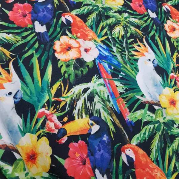 Tropikal Desenli Fon Perde K498 T - Kumaşı Kalındır Duck Bezi Değildir.- Yeşil-Çok Renkli