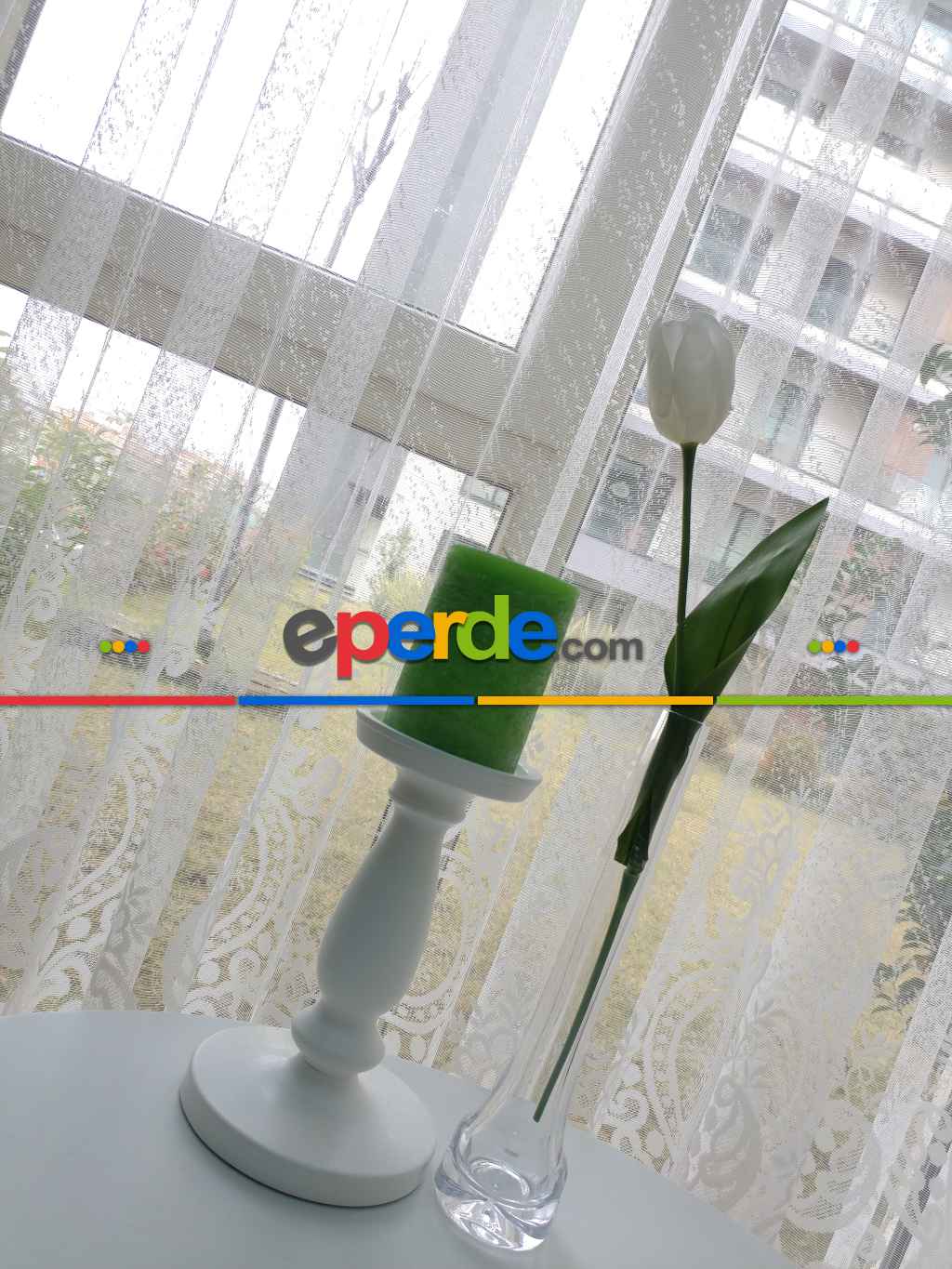Salon Salon Yatak Odası Etek Ucu Fransız Dantel 2021 Tül Perde- Ekru