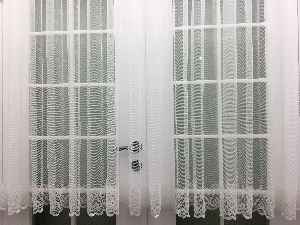 Etek Ucu Desenli Dantel Tül Perde- Ekru