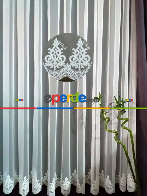 Mutfak - Brillant Arne Desen Nakışlı Orjinal Tül Perde