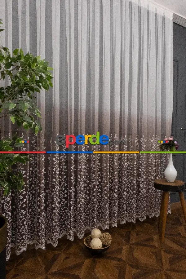 Salon - Etek Geniş Desenli Tasarım Tül