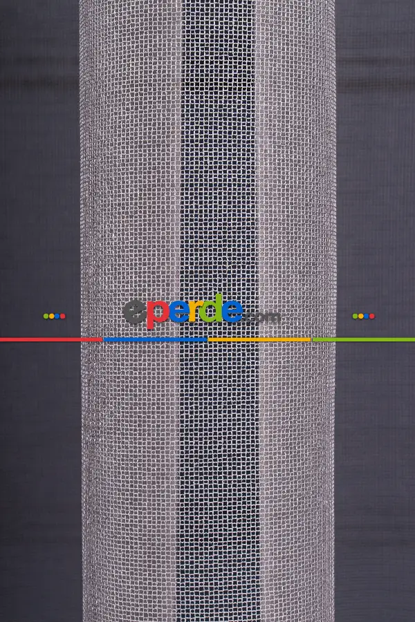 Gri Dökümlü Düz Tül Perde