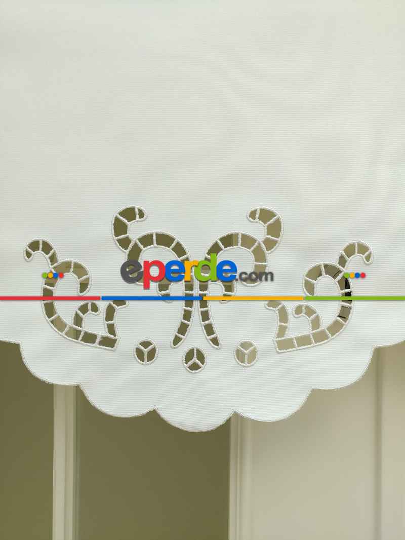 Mutfak Stor Perde - 33 Farklı Renk - İşlemeli- Gri-Füme-Antrasit