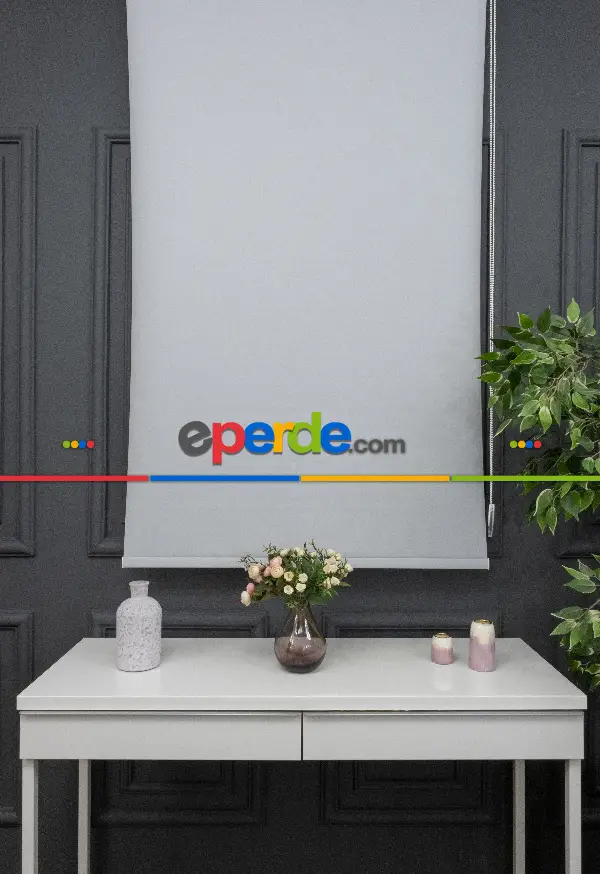 Stor Perde Düz Pvc Mat Stor Güneşlik 1 Kalite Yıkanabilir Açık Gri