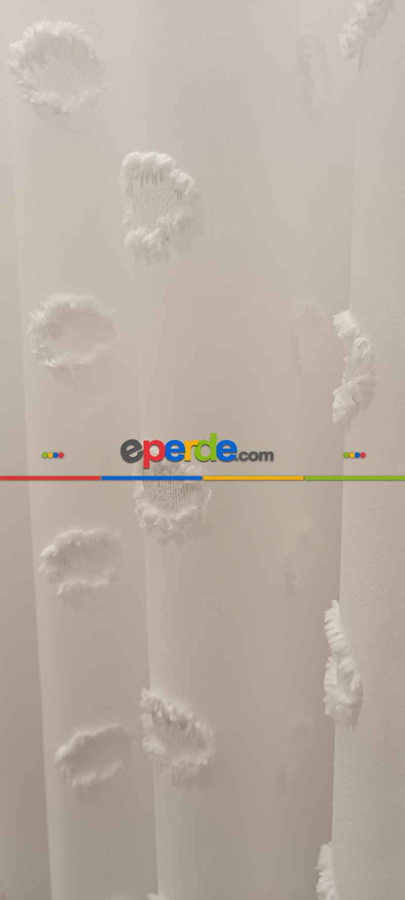 Yeni Nesil Ponpon Saçak Detaylı Tül Perdeler Ekru Renk