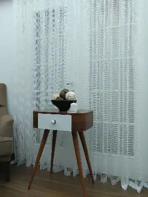 Metre İle Dikişsiz Kumaş Satışı Ekru File Tül Perde- Ekru