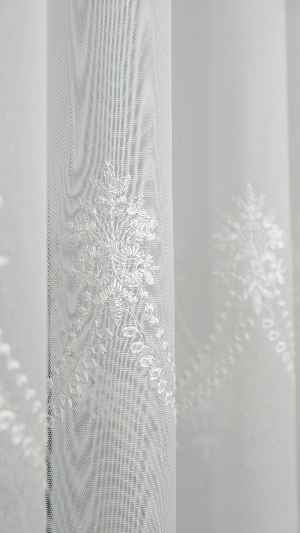 Ekru Nakış İşlemeli Tül Perde