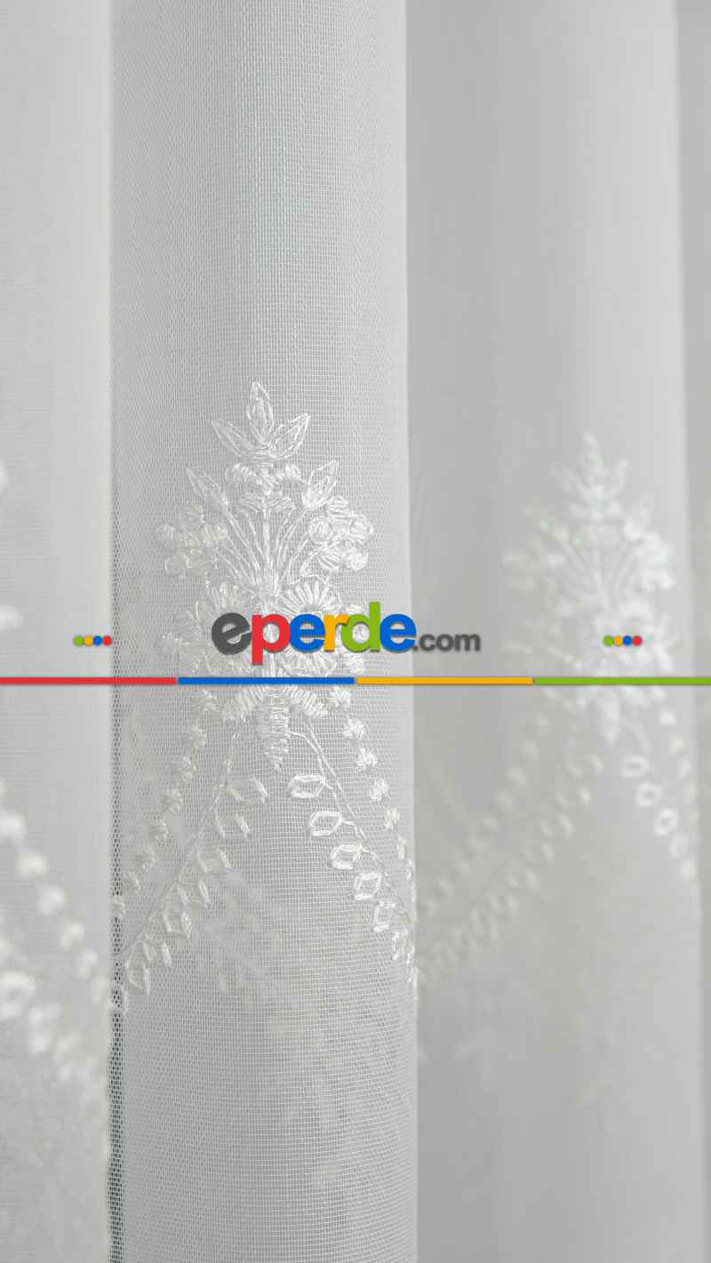 Exculusive Şık İşlemeli Etek Desenli Tül Perde Merit