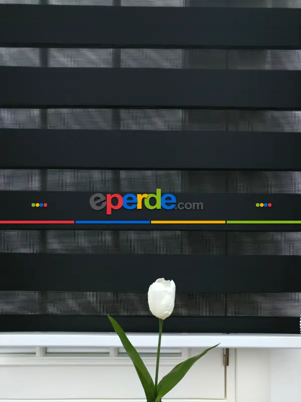 Zebra Perde - Düz Zebra Perde- Siyah