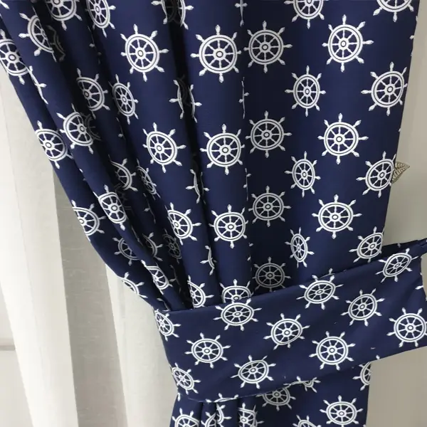 Bebek Odası - Dümen Desenli Fon Perde Evm1512-6 Kumaşı Kalındır Duck Bezi Değildir- Mavi