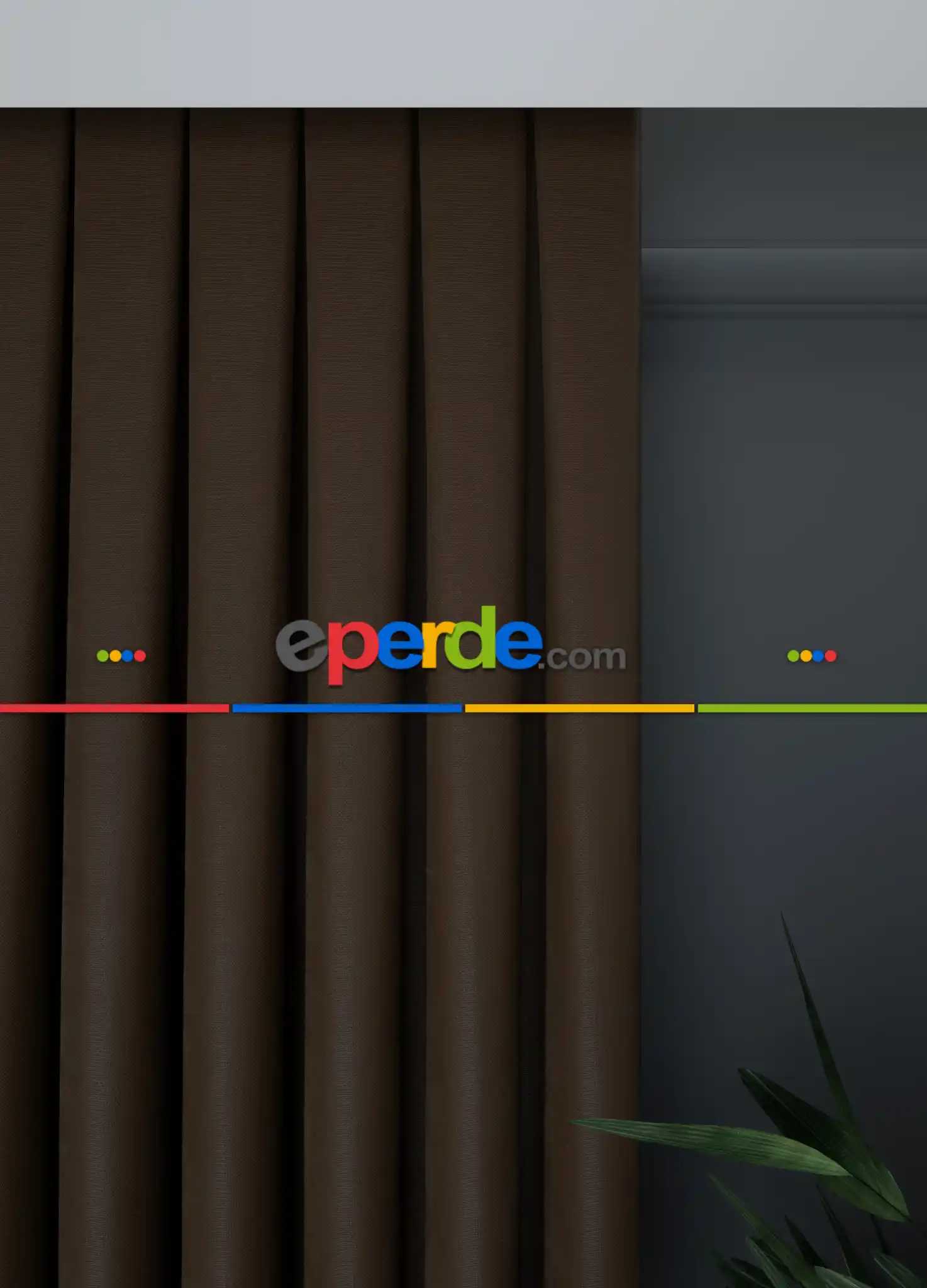 Düz Koyu Kahverengi Fon Perde Dökümlü 840