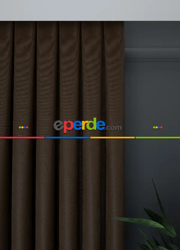 Düz Koyu Kahverengi Fon Perde Dökümlü 840