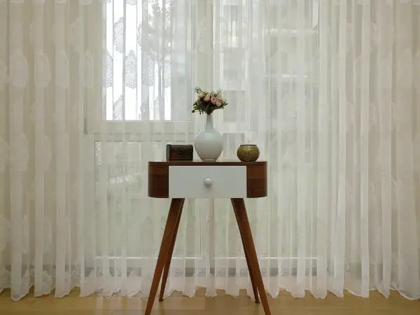 Damask Desenli Özel Örme Dokulu Tül Perde ( Hazır Ölçü 1/2.5 Normal Pile )- Ekru 200cm X 195cm 