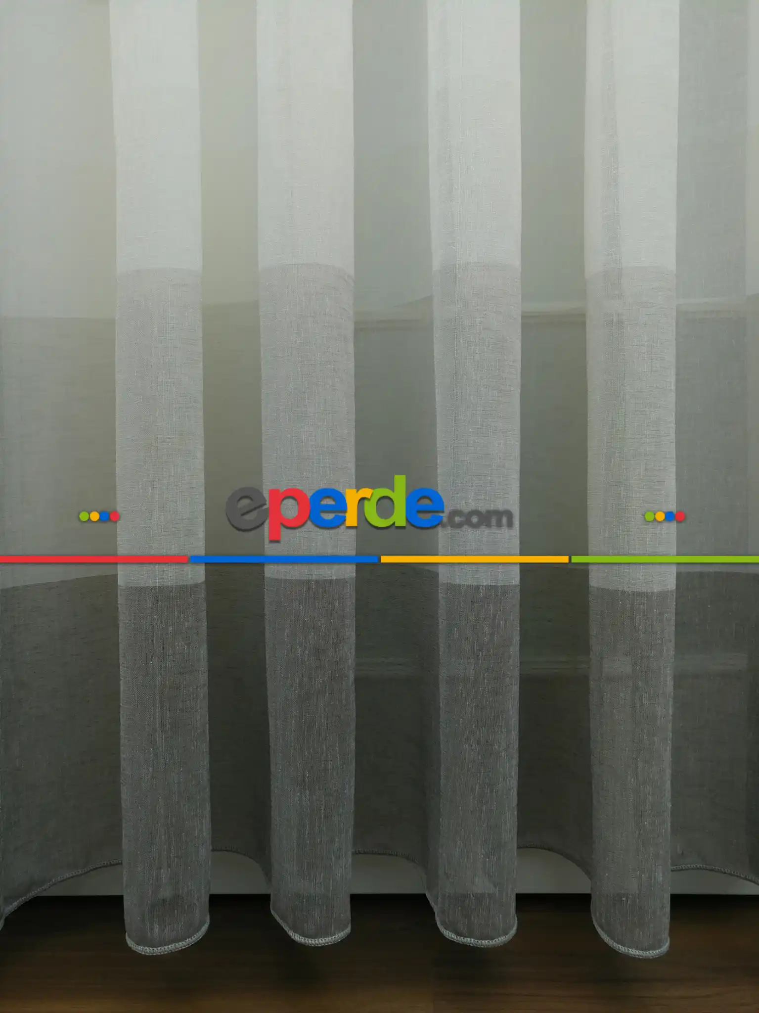 Salon Tül Perde - Vizon - Bej Keten Tül Degrade Perde- Bej