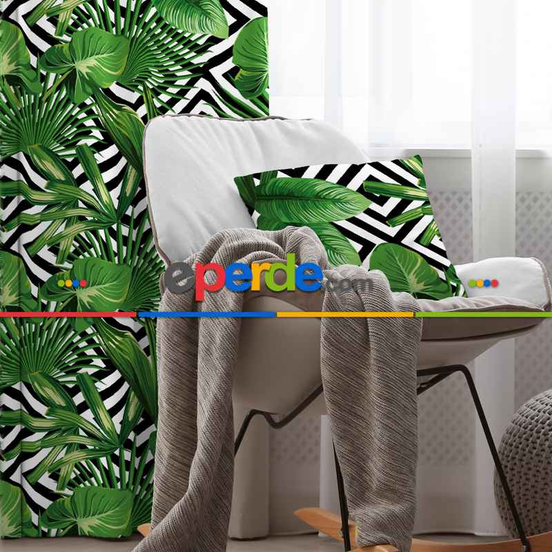 Tropikal Fon Perde Evim K-22 Kumaşı Kalındır Duck Bezi Değildir