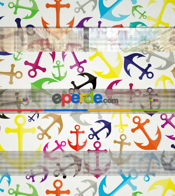 Bebek Odası Zebra Perde - Renkli Çapa Baskılı Zebra Perde- Mavi-Sarı-Beyaz-Turkuaz-Pembe-Su Yeşili