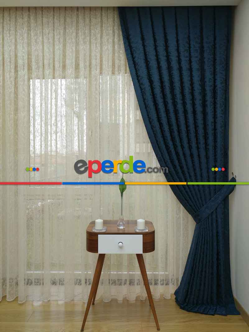 Lacıvertduz Jakar Fon Perde (180)- Lacivert