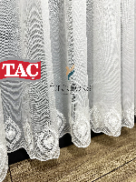 Taç Etek Yaprak Ütü İstemez Alt İşlemeli Model Tül Perde Beyaz