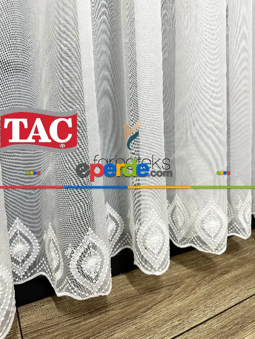 Taç Etek Yaprak Ütü İstemez Alt İşlemeli Model Tül Perde