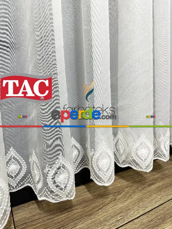 Taç Etek Yaprak Ütü İstemez Alt İşlemeli Model Tül Perde