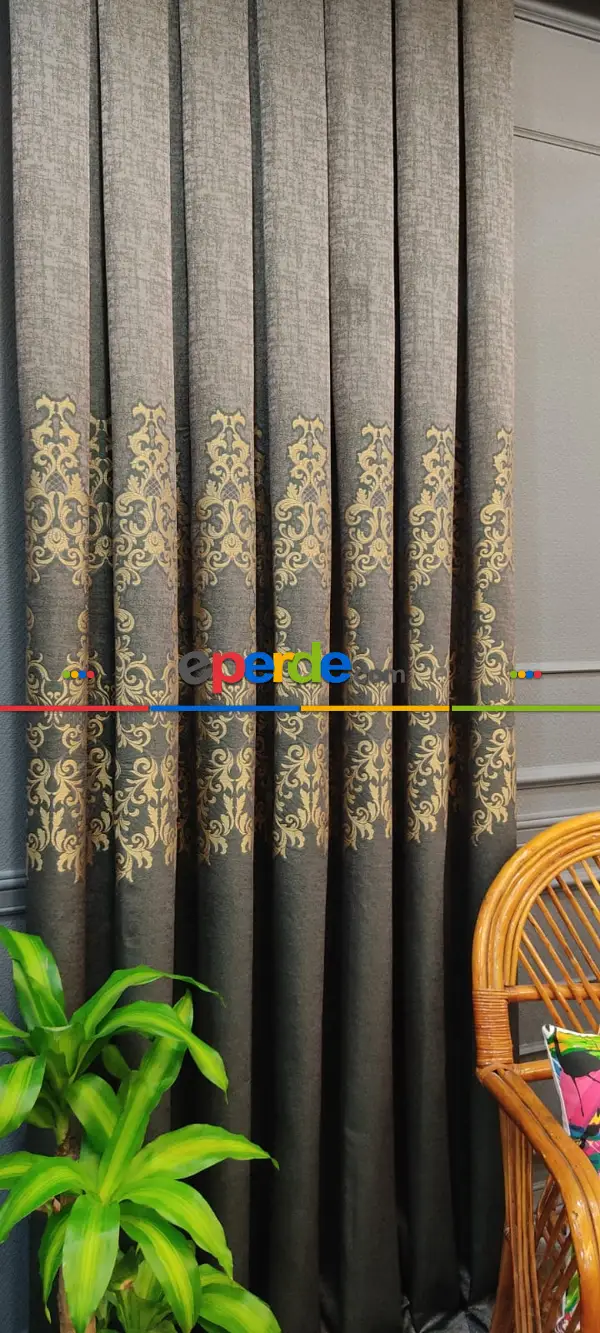 Yatak Odası - Kahverengi Desenli Fon Perde, Adet Fiyatıdır, İstediğiniz Boy Ölçüsünde Dikilir, Eni 50 İla 100cm Arası Seçenekler, Sık Piledir 100cm X 1cm 