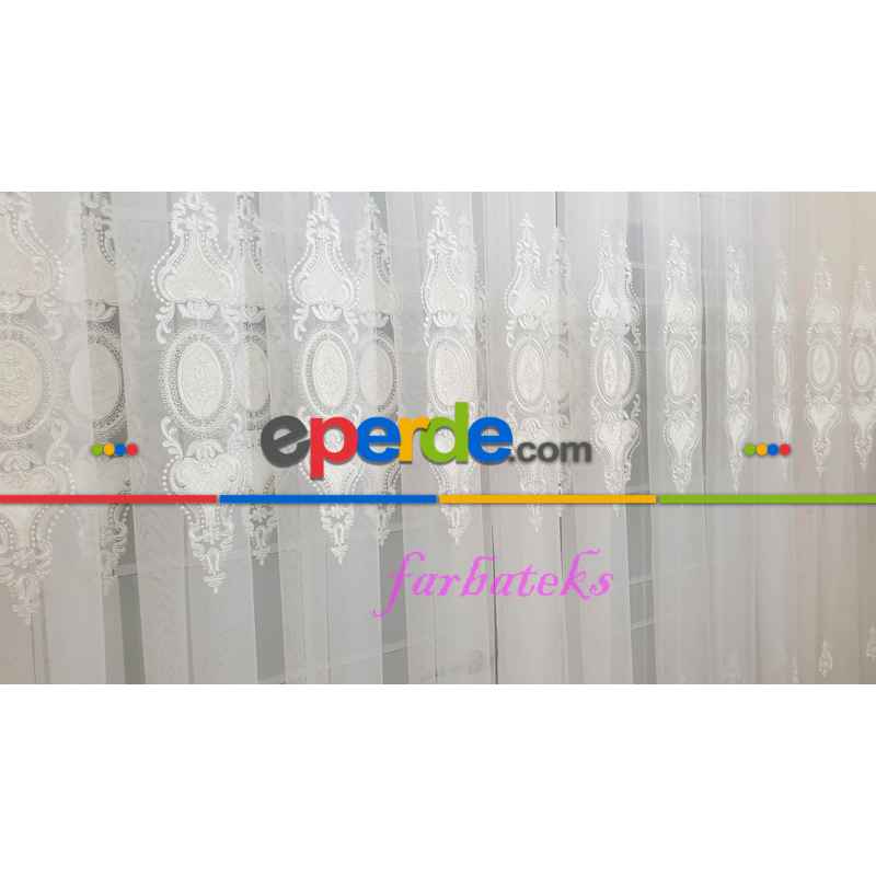 Yatak Odası - Salon Tül Perdesi - Salon Tül - Damask Desen Tül- Beyaz