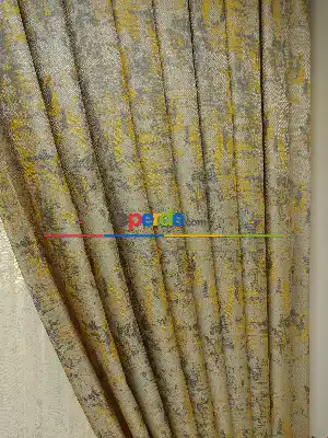 Salon Bej Hardal Desenli Jakar Fon Perde (285 En)-  Çok Renkli 3