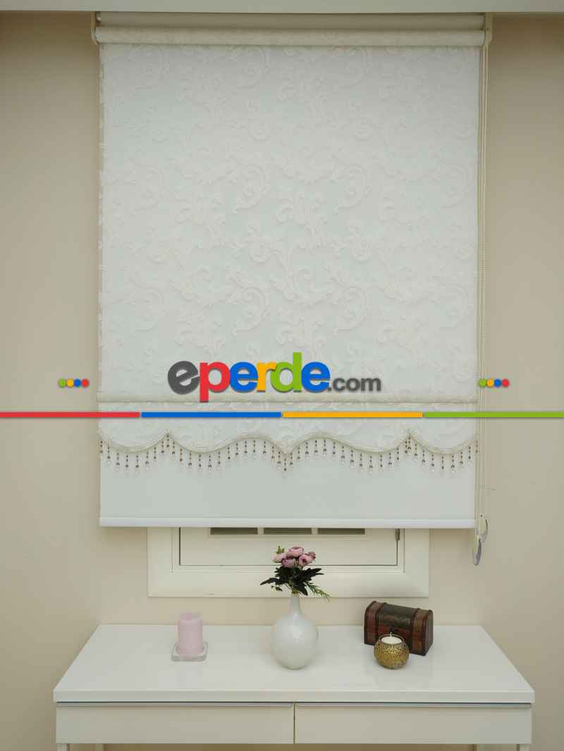 Taç - Tül Ve Stor Perde - 1. Kalite - Leke Tutmaz - Yıkanabilir - Örme - Krem Açık - Ekru