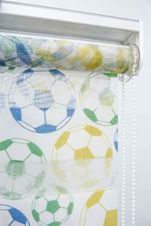 Futbol Topu Desen Zebra Perde- Yeşil-mavi-sarı