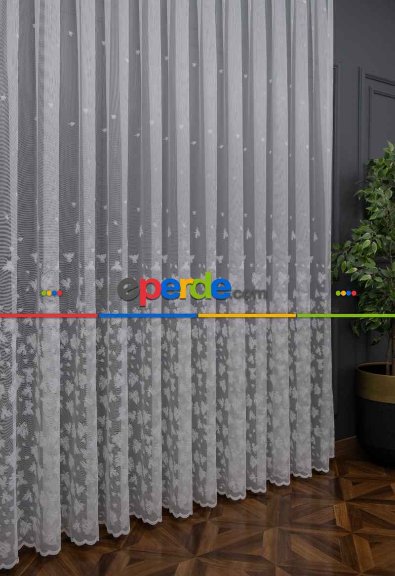 Etek Ucu Yaprak Desen Ütü İstemez Kırışmaz Tül