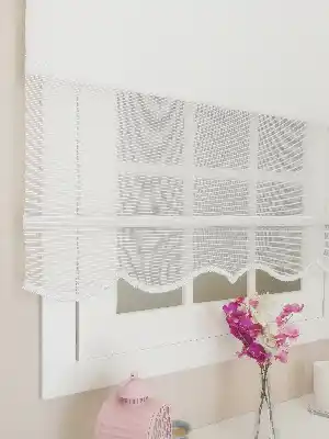 Çift Sistem Tül Stor Perde Clısson Series 1641- Beyaz İnce Çizgili Kare Sanal