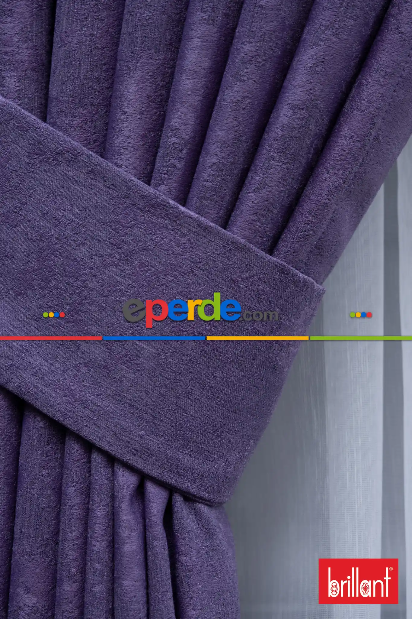 Salon Fon - Brillant Jakar Çiçek Desen Fon Perde(Dökümlü Fon )- Mor-Leylak