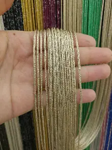 Mutfak İp Perde - Bej Rengi İp Perde Kalın Zincir Simli Serisi- Bej-gümüş