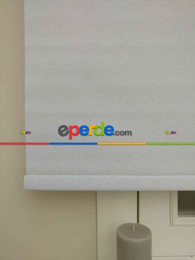 Stor Perde Keten Görünümlü Stor (pvc Kaplama) Kalın Dokulu- Krem Açık