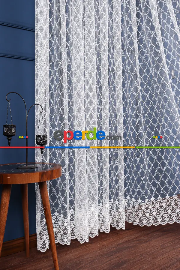 Balık Ağı Brode Işlemeli Tül Perde
