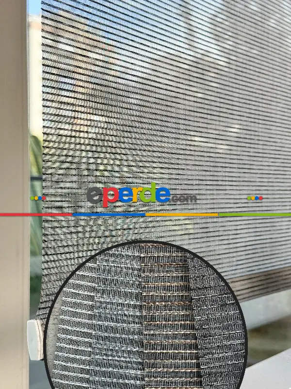 Salon Siyah Çizgili Tül Stor Perde, Standart Metal Kasalı Yüksek Kalite Kornişe Kolay Montaj Seçenekli